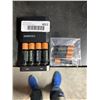 Image 1 : Lot of 4 AA rechargable Duracell batteries with charger and 4 AAA rechargable Duracell batteries