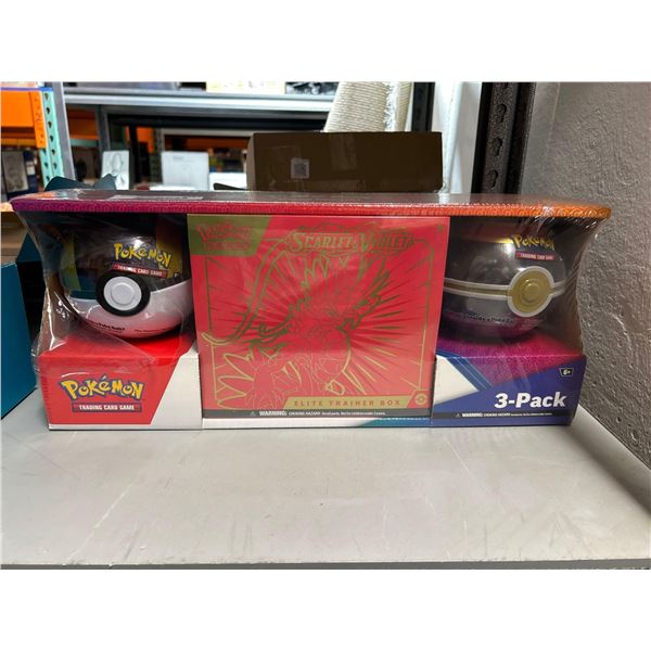 Pokemon scarlet & violet 3-pack containing elite trainer box and 2 Poke balls