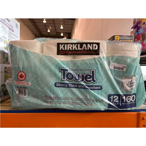 Kirkland signature create-a-size paper towel, pack of 12 rolls