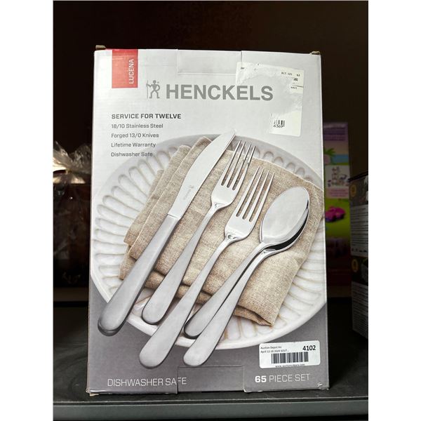 Henckels 65 piece set of stainless steel flatware / eating utensils