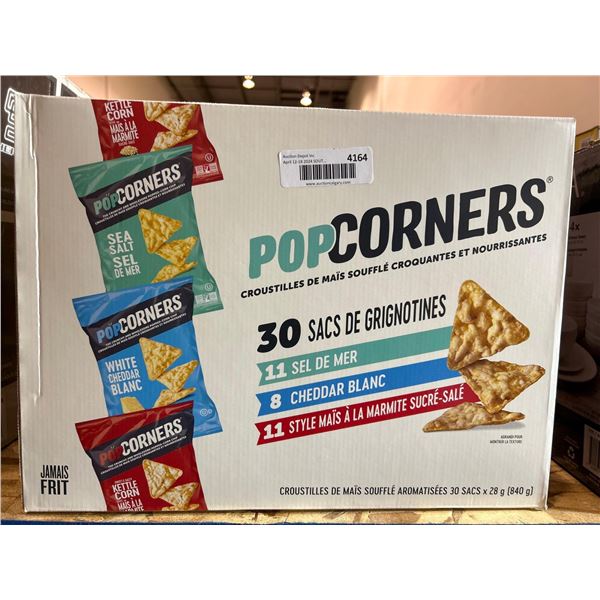 Pop corners popped-corn chip snacks, variety pack 30x28g