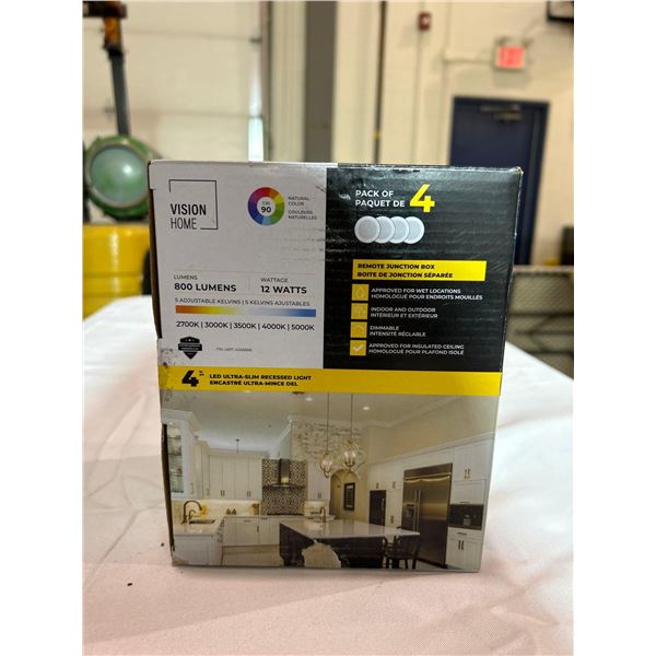 Vision home pack of 4 ultra slim LED recessed lights