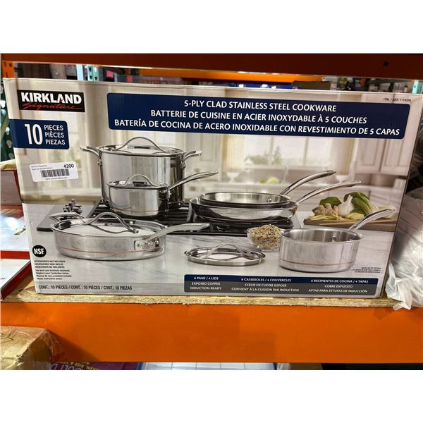 Kirkland signature 10 piece stainless steel cookware set