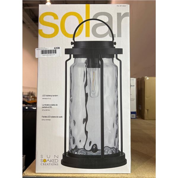 Solar powered vintage style LED table top lantern