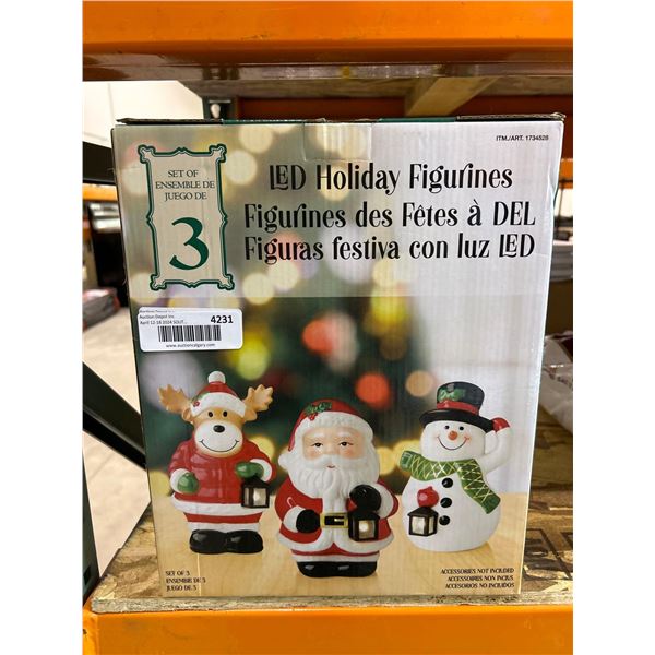 LED holiday Christmas figurines set of 3