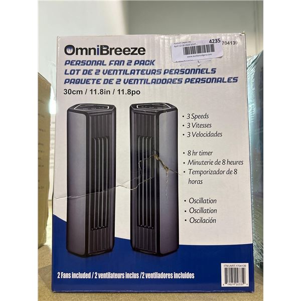 Omni breeze personal desktop fans, pack of 2