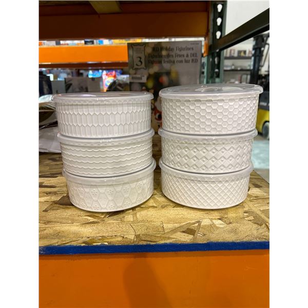 Lot of 6 signature housewares ceramic bowls with lids