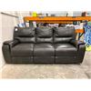 Image 1 : Black leather reclining sofa / couch