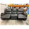 Image 2 : Black leather reclining sofa / couch