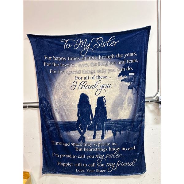 "To my sister" heart felt message blanket
