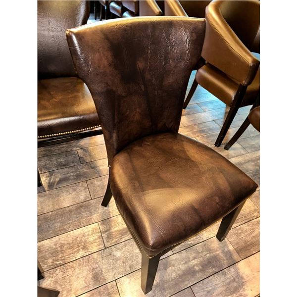 Brown Leather Style Wing Back Commercial Restuarant Dining Chair