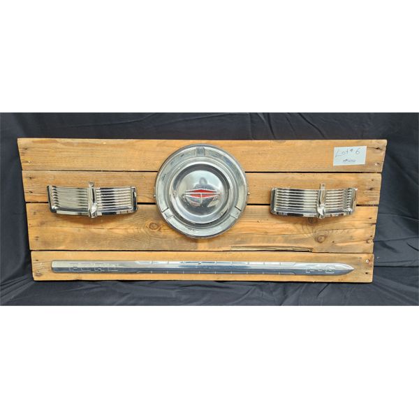 NO RESERVE Ford chrome pieces mounted on board measures 40 inches wide by 27 inches high