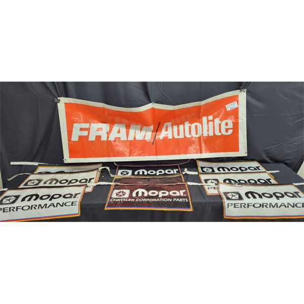 NO RESERVE Mopar flags with Fram Autolite banner , measures 4ft by 2 ft