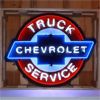 Image 1 : NO RESERVE CHEVY TRUCK SERVICE NEON SIGN IN SHAPED STEEL CAN