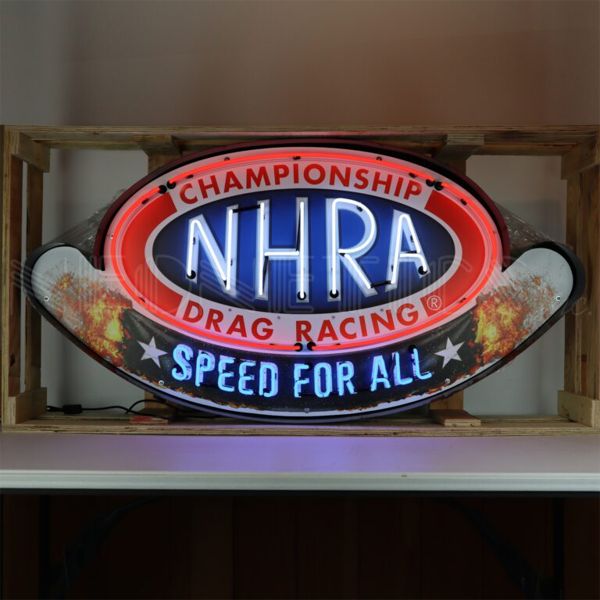 NO RESERVE NHRA SPEED FOR ALL NEON SIGN IN STEEL CAN