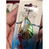 Image 6 : TEN GREEN, SILVER, AND GOLD TREBLE HOOK SPINNERS WITH FLY LIKE TIE