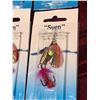 Image 4 : TEN SVEN RED, GOLD AND SILVER TREBLE HOOK SPINNERS WITH FLY STYLE ON HOOK