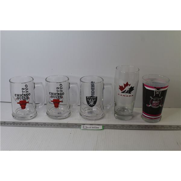 (5) Glasses - Hockey Mom - Team Canada - Raiders - Chicago Bulls