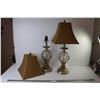 Image 1 : (2) Metal Lamps w/Cloth Shades