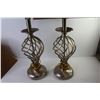 Image 7 : (2) Metal Lamps w/Cloth Shades
