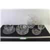 Image 1 : (6) Pin Wheel Crystal Glass: Pitcher, Serving Bowls, Plate & Candy Dishes