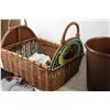 Image 2 : Lot of: Wicker Basket, (2) Garbage Cans, (2) Sandals Size 7-8, (5) Homemade Slippers