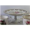 Image 6 : Antique China Dessert Tray, (8) Various Floral Teacups