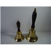 Image 2 : (2) Brass Hand Bells with Wood Handles, Clock and Candle Snuffer