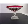 Image 5 : Cut Glass Oval Bowl, Vintage Cranberry Glass Pedestal Dish and Salt/Pepper Set