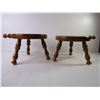 Image 2 : (2) Vintage Wood Milking Stools with Three Turned Legs and Handle