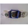 Image 2 : (3) Coffee Mugs, Desk Set, Trinket Dish and Brass Display Stand/Butterflies