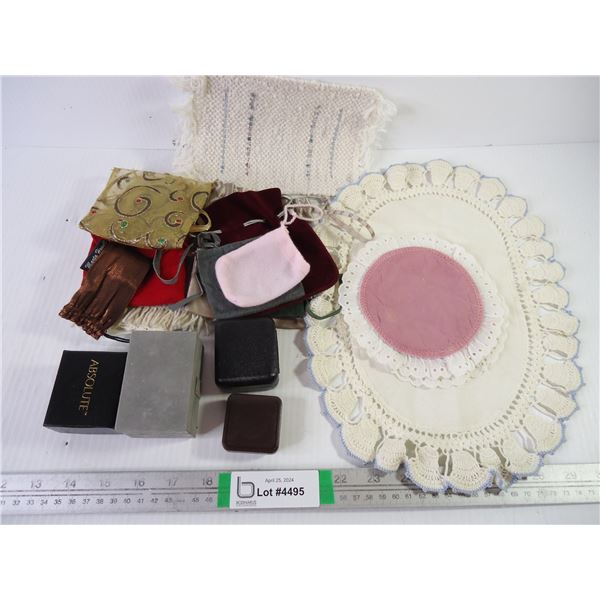 Assorted Jewelry Containers and Doilies