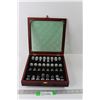 Image 1 : Wooden Chess Box w/Glass Chess Pieces & Frosted Glass Chess Board