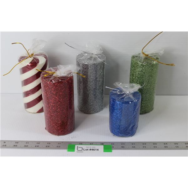 (5) Pillar Glitter Candles