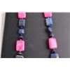 Image 3 : Dyed Pink and Blue Lapis Lazuli Necklace - 17"