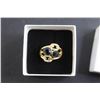 Image 2 : Gold Tone Blue Coloured Stone and Cubic Zirconia Ring - Size 6