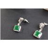 Image 2 : Silver with Green Coloured Stone Earrings