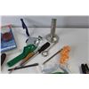 Image 7 : Misc. Shop Tools - File, T Square, Wire Brushes, Wrenches, Sockets, Paint/Can Openers, Partial Hole 