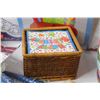 Image 2 : Large Assortment of Paper Napkins - Plates - Candles - Woven Basket