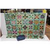 Image 1 : Diamond Square Patchwork Bed Spread w/Blue Sheet Set (86" x 86")