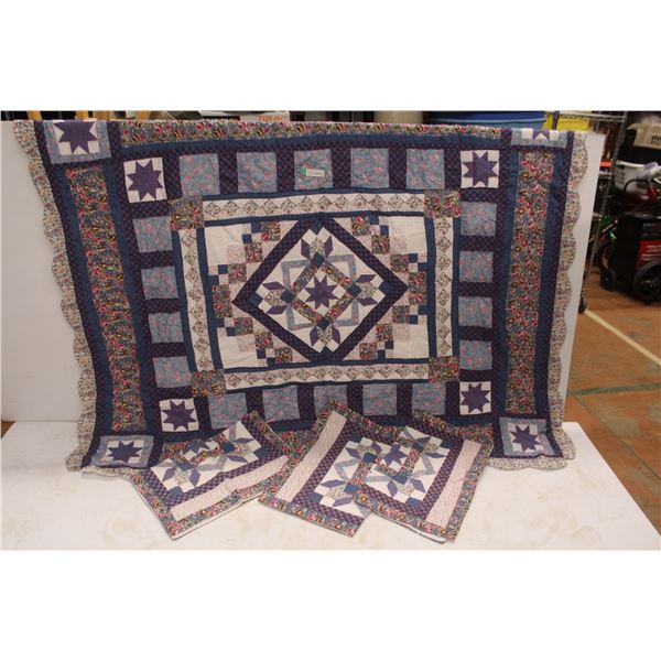 Dimond Patchwork Quit w/3 Pillow Shams (78  x64 )