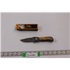 Image 1 : Browning Folding Liner Lock Knife, Damascus Look w/Wooden Scales