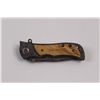 Image 6 : Browning Folding Liner Lock Knife, Damascus Look w/Wooden Scales