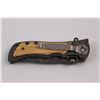 Image 3 : Browning Folding Liner Lock Knife, Damascus Look w/Wooden Scales