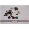 Image 1 : Pen Knife, Poker Chips, Lighter, Medallions, (2) Canadian Collector Nickels - 1923 & 1945