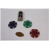 Image 3 : Pen Knife, Poker Chips, Lighter, Medallions, (2) Canadian Collector Nickels - 1923 & 1945