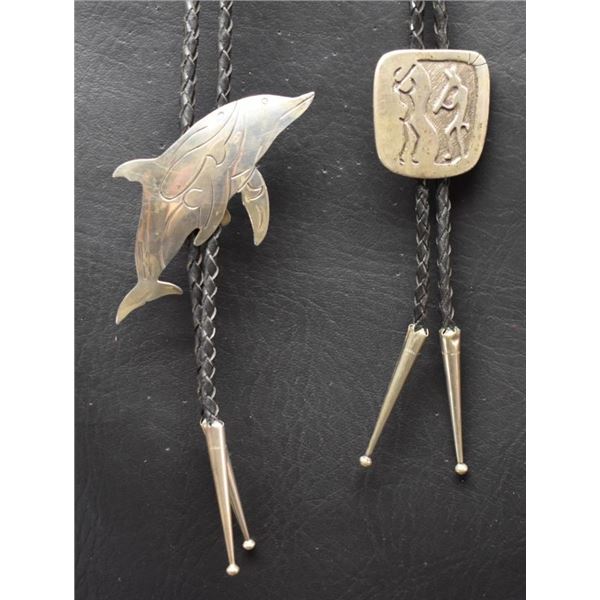 TWO NAVAJO BOLO TIES