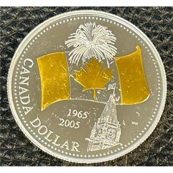 2005 Canada Silver Dollar with 24kt Gold Plating.