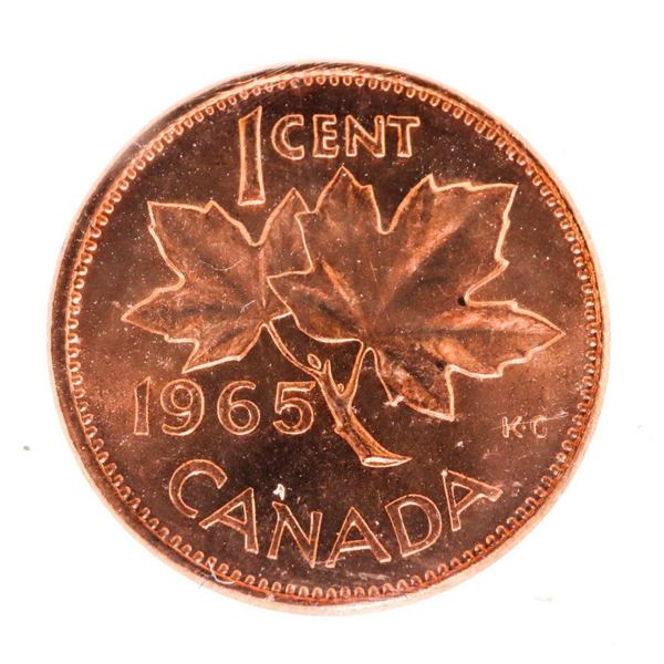 1965 Canada 1 Cent. MS-64. SmBds Ptd 5; Red. ICCS.