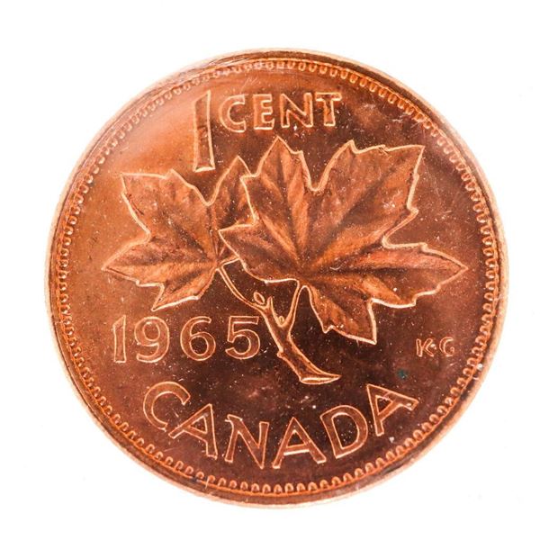 1965 Canada 1 Cent. MS-66. LgeBds Blt 5; Red. ICCS.